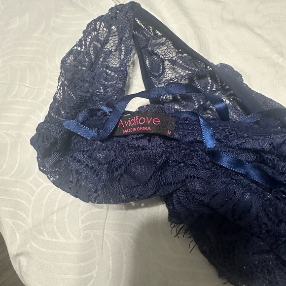 Navy Blue Lace Bodysuit - Picture 6 of 6